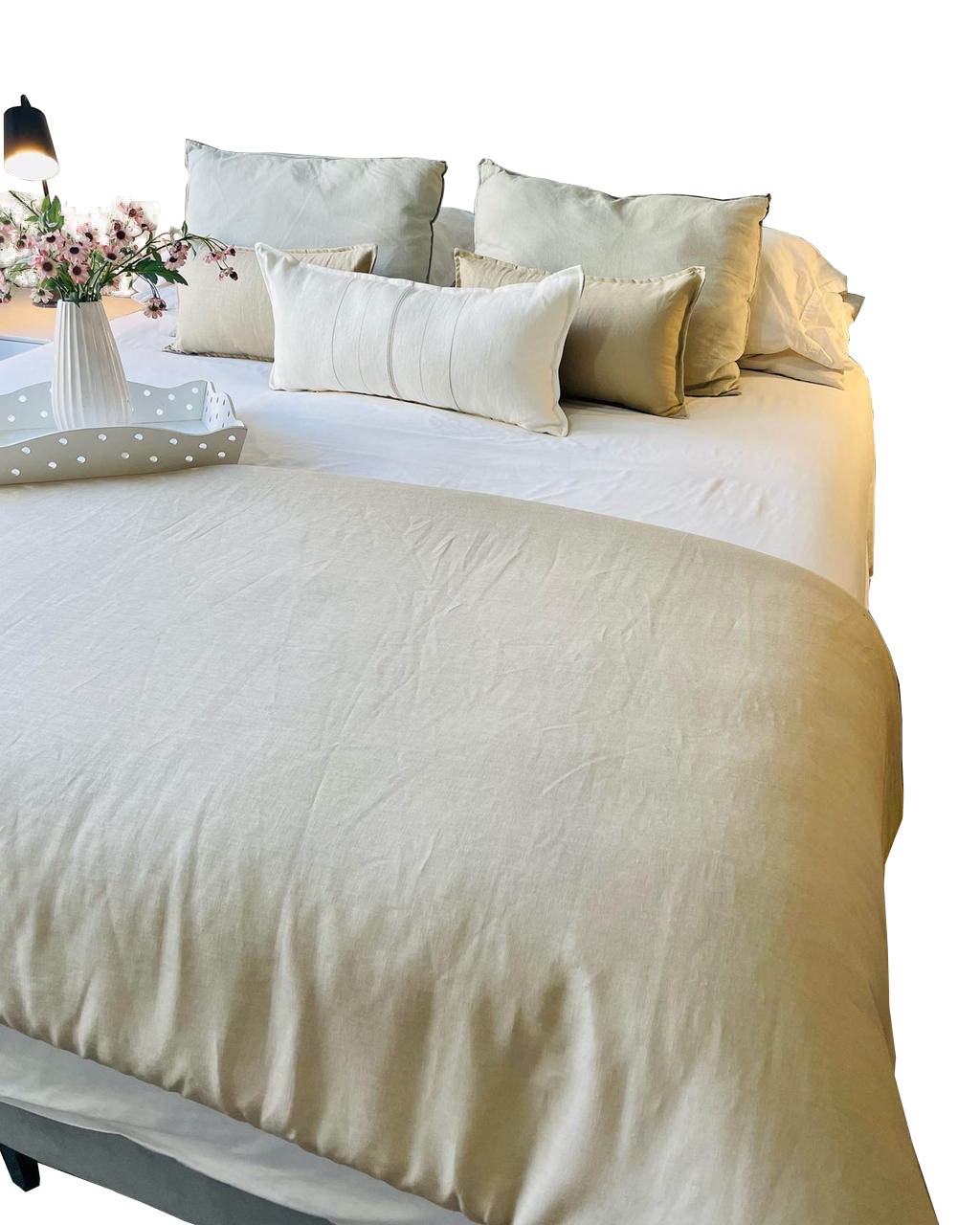 Antonia Paz - Set Lino Color Arena Piecera 160 X 80 Cm + 1 Cojín 50 X 30 Cm