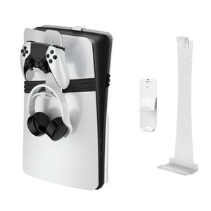 Genérico - Compatible Con El Soporte De Pared Ps5 Pro/Slim/Console Con Gancho De Almacenamiento Y Colgador De Auriculares De Mando Para La Organización De Accesorios De La Consola Playstation 5-Blanco