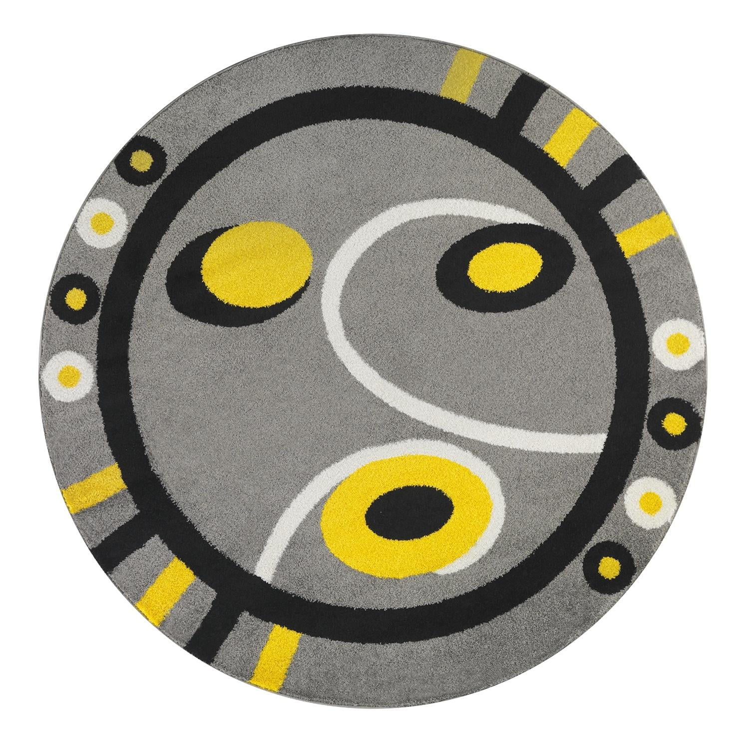 Modalfo - Alfombra Redonda Florida Amarilla 160 X 160 Cm