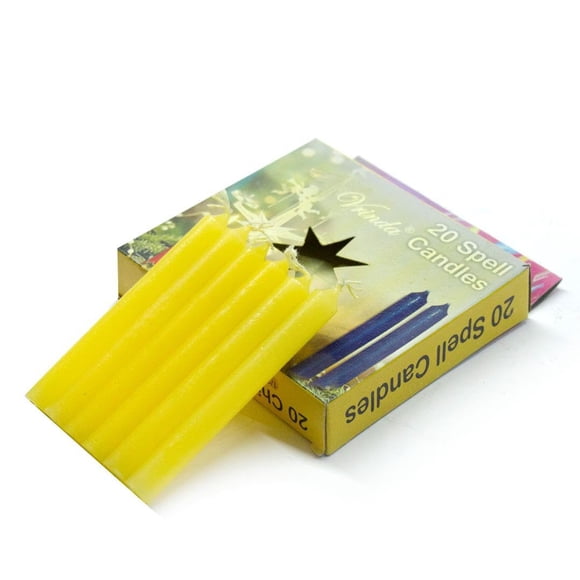 Set de 20 Velas Rituales Amarillas Sin Aroma Vrinda de 10 cm