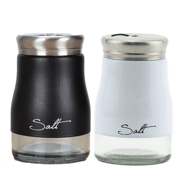 Salero y pimentero de acero inoxidable con fondo de cristal, accesorios de cocina modernos