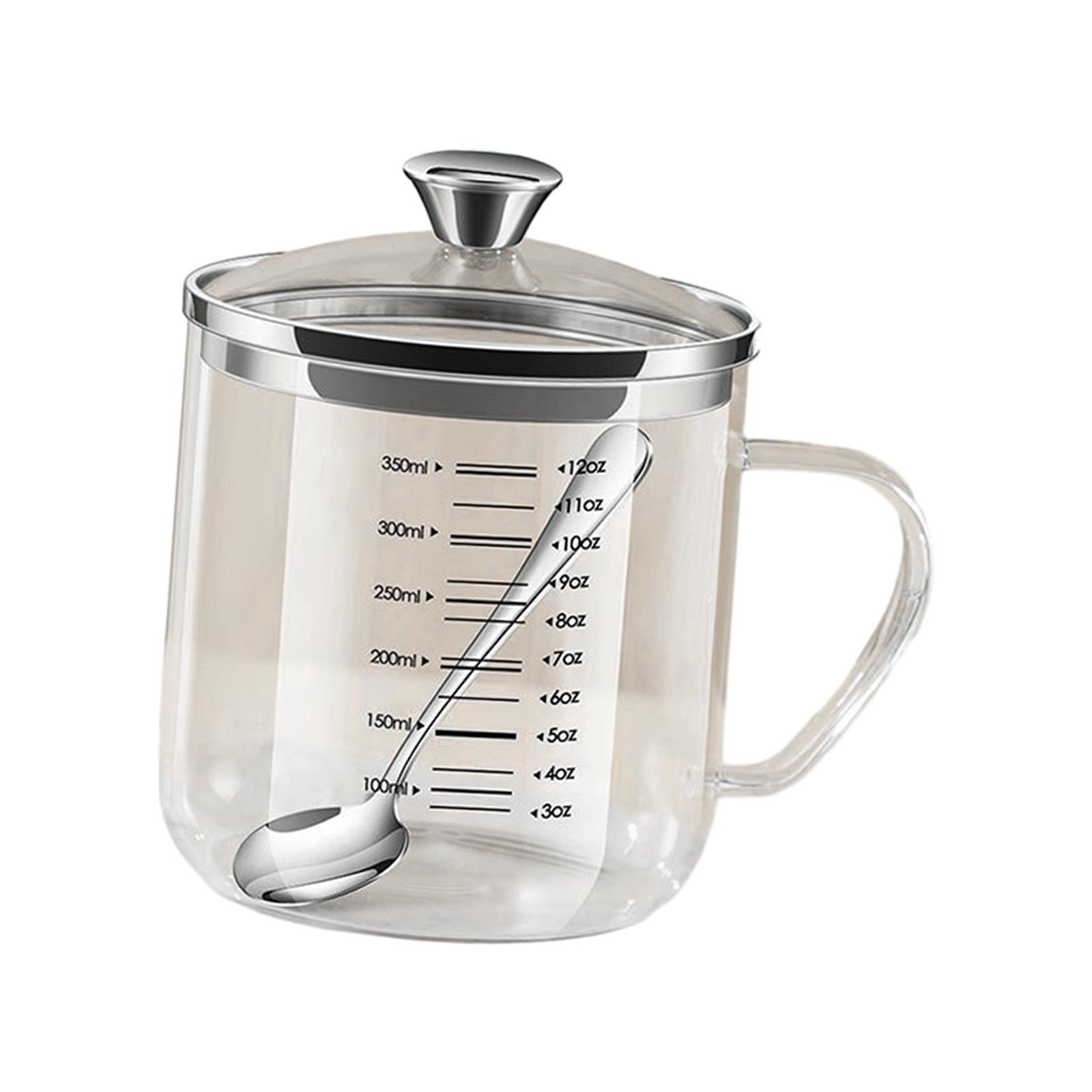 Magideal - Taza Medidora De Vidrio Con Jarra Medidora Con Tapa, Taza A Escala De Vidrio De Borosilicato Resistente Al Calor Con Asa Para Líquido, Café Y Leche 350Ml