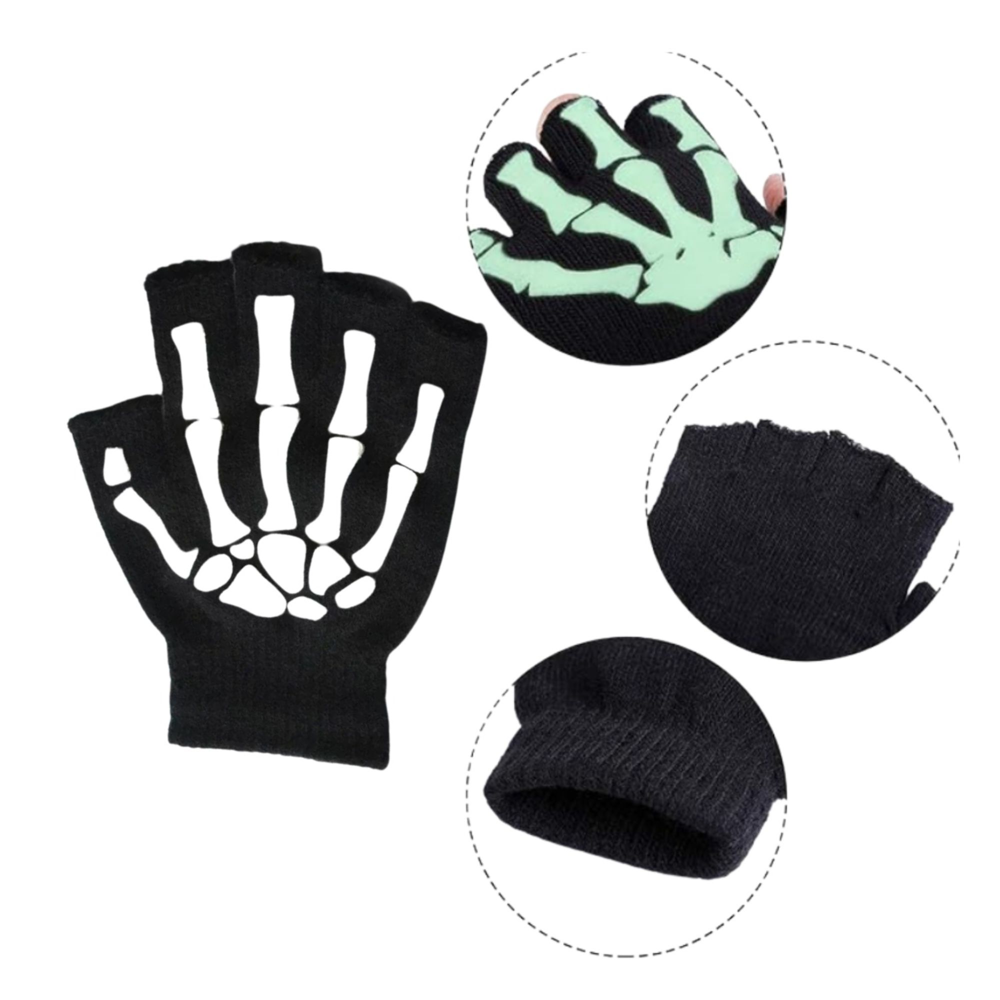 Mercado Ideas - Guantes Sin Dedo Estilo Calavera Unisex Para Jovenes Y Adulto