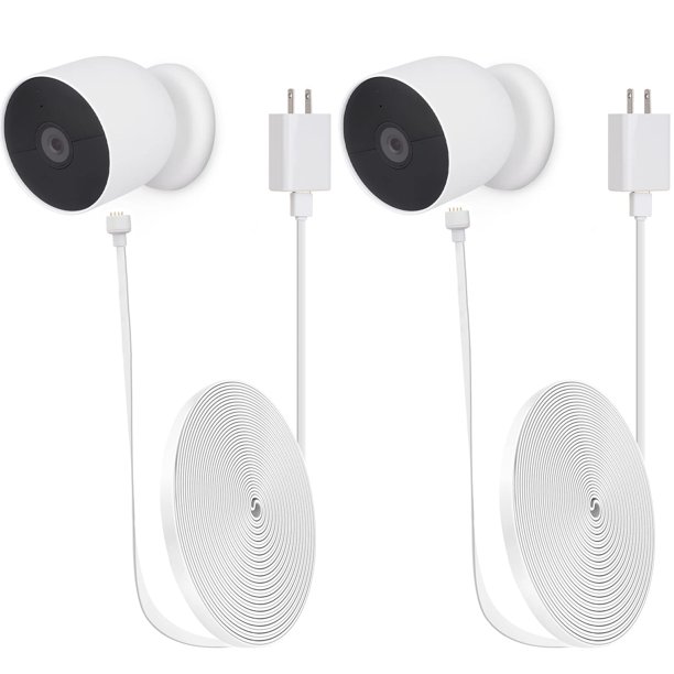 Cable de carga iTodos, paquete de 2 unidades, 7,5 m, resistente a la intemperie para Nest Cam