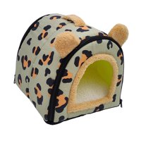 Ioensy - Casa Para Mascotas Plegable Camas Para Perros Convertibles Para Perros Pequeños Con Cojín Lavable Verde 35X29X29Cm