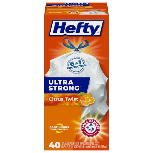 Bolsas de basura Hefty, ultra fuertes, altas, para cocina, 13 galones, 40 unidades