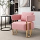thumbnail image 3 of TS Modern decorative chair, living room side chair with gold metal legs, no wheels, suitable for dressing area, reception room, office,Teddy fleece upholstered metal foot sofas 2PCS Pink, 3 of 3