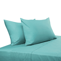 Importclick - Juego Sábanas Algodón Poliéster 200 Hilos + 2 Fundas King Celeste