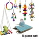 thumbnail image 1 of 8 juguetes para loros y pájaros, de madera natural, para columpios, para escalar, masticar, de pie, colgantes, perchas, hamacas, cuerdas, escaleras, campanas, jaulas para pájaros, juguetes para, 1 of 8
