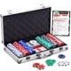 thumbnail image 1 of Set de póker Gamie con 300 fichas, 2 mazos, 5 dados y estuche de aluminio, 1 of 7