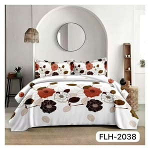 Genérico - Cubrecama Quilt Verano 2 Plazas - Blanco Rosas Tricolores Flh2038