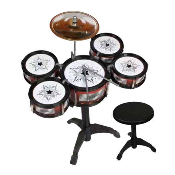Batería de jazz para niños, juguetes de batería para niños pequeños, instrumentos musicales de percusión, juguetes educativos, regalos para niños y ni Tambor y Taburete M