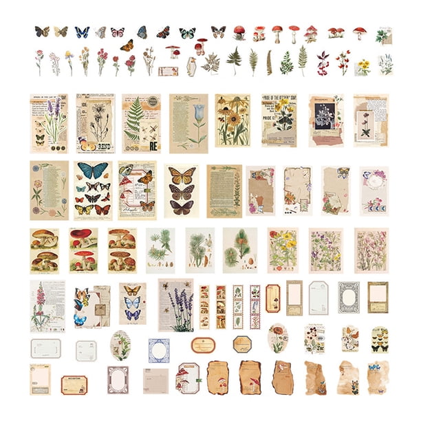 Paquete de 200 pegatinas vintage para scrapbooking, decoración retro, para diario, álbum y manualidades.