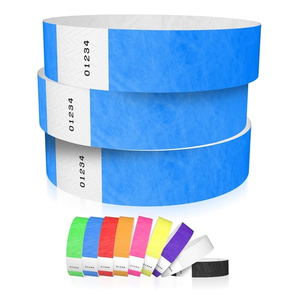 Pulseras Tyvek Wristco 1200 Azul Neón a prueba de manipulaciones