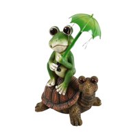 Ioensy - Esculturas De Ranas Y Tortugas De Resina Para Exteriores Adornos De Luces Solares Pintados A Mano