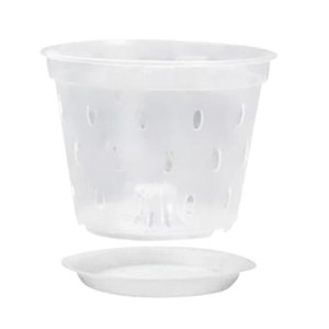 Ioensy - Maceta Para Orquídeas, Macetero Transparente Para Trasplantar Plantas De Flores, 5 Pulgadas Con Platillo