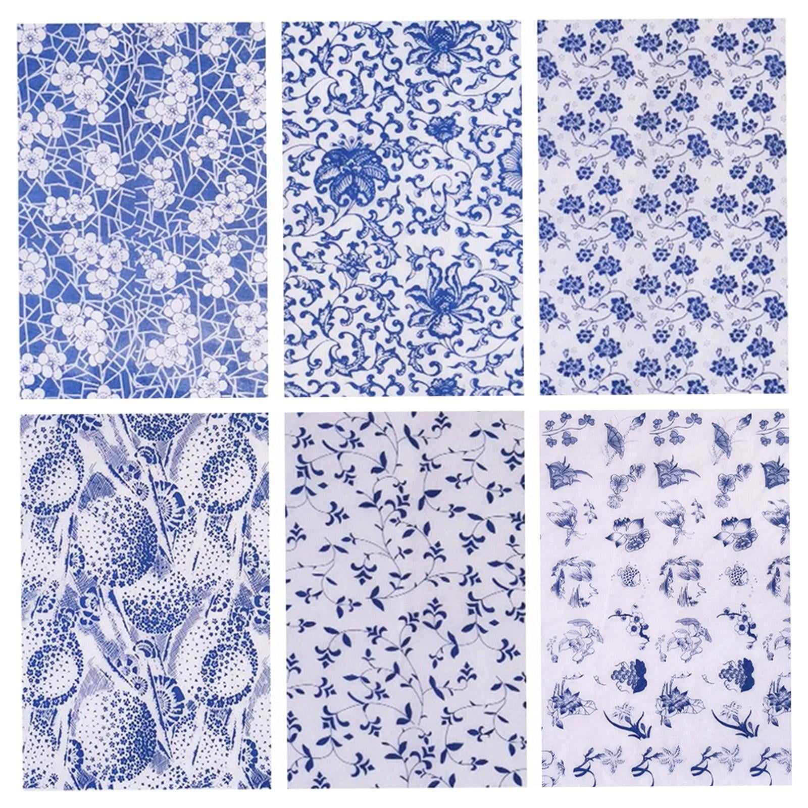 Bothyi - Calcomanías De Arte De Cerámica Papel De Transferencia De Flores Pegatina Azul Bajo Vidriado Diy