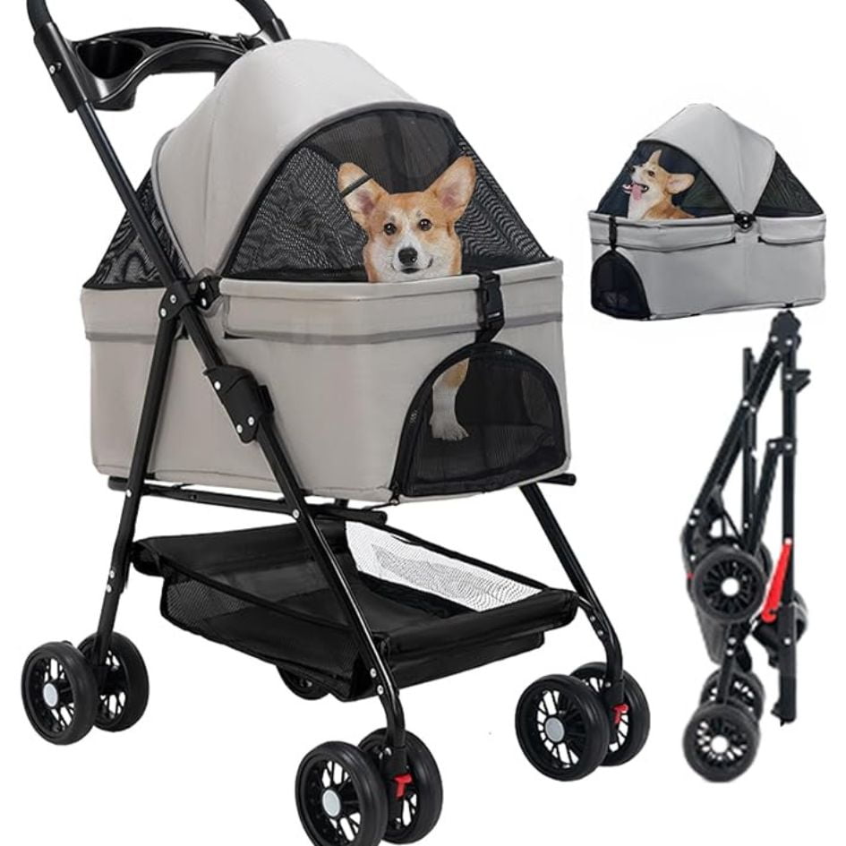 Crusec - Coche Para Mascotas Raza Pequeña Plegable 20kg