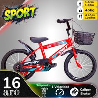 Vipnetwork - Bicicleta Aro 16 Infantil Sport Roja