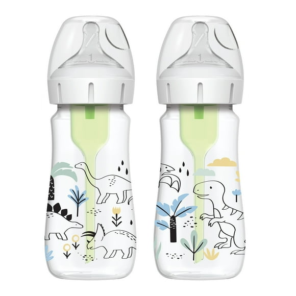 Pack 2 Mamaderas Anticólico Boca Ancha 270ml, Dinosaurios