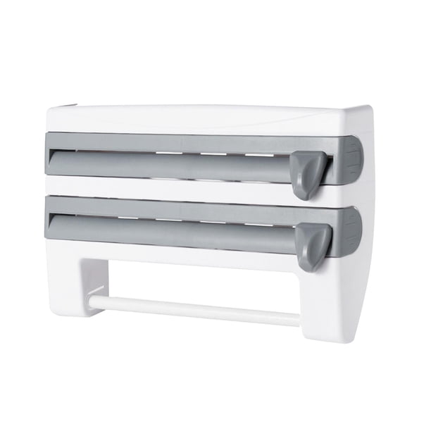 Organizador de papel de aluminio, soporte de papel, estante de almacenamiento, ahorro de espacio, fácil de instalar, organización de papel de aluminio gris azul