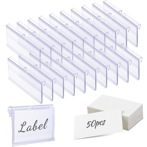 Portaetiquetas Meetory 50 piezas de plástico transparente con clip