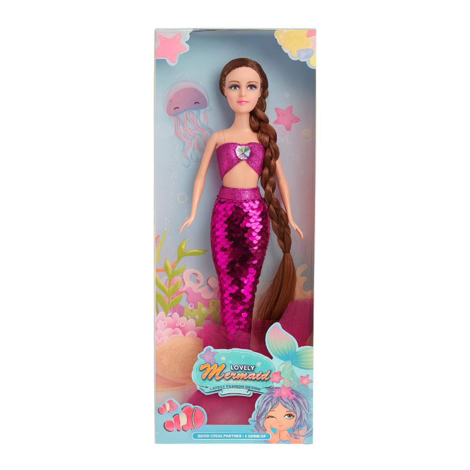 Fliperex - Muñeca Sirena Lovely Con Vestido De Lentejuelas Juguete Rosa