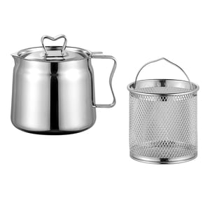 Magideal - Freidora Olla Para Freír Sartén Profunda Recipiente Para Aceite Y Cesta Metálica Hecha De Acero Inoxidable Con Tapa Y Filtro Adecuado Para Cocinas Do 1.5L