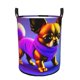 thumbnail image 1 of Chihuahua Cesta de lavandería de gran capacidad redonda con asa, bolsa para ropa sucia plegable, almacenamiento para dormitorio, baño y lavadero 44x35 cm, 1 of 6