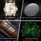 thumbnail image 4 of Reloj OLEVS - Correa de piel para hombre con fecha y día, color marrón y dorado, 4 of 9