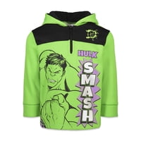 Sudadera Con Capucha Para Niños Pequeños Marvel Hulk De Forro Polar Con Media Cremallera 4T