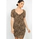 thumbnail image 1 of Vestido Mini Ajustado con Estampado de Leopardo Fruncido, 1 of 5