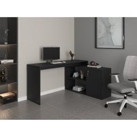 Tuhome - Escritorio Esquinero En L Axis Con Puerta Wengue, Mesa Home Office Moderna Y Funcional