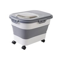 Magideal - Contenedor De Almacenamiento De Comida Para Perros Y Gatos Contenedor De Comida Para Perros Plegable Con Tapa Deslizante Transparente Tanque Hermético Gris