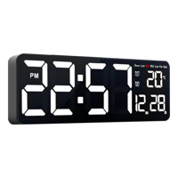 Homebrandt - Reloj Pared Digital 40X13Cm Grande Dia Fecha Hora Temp Led B