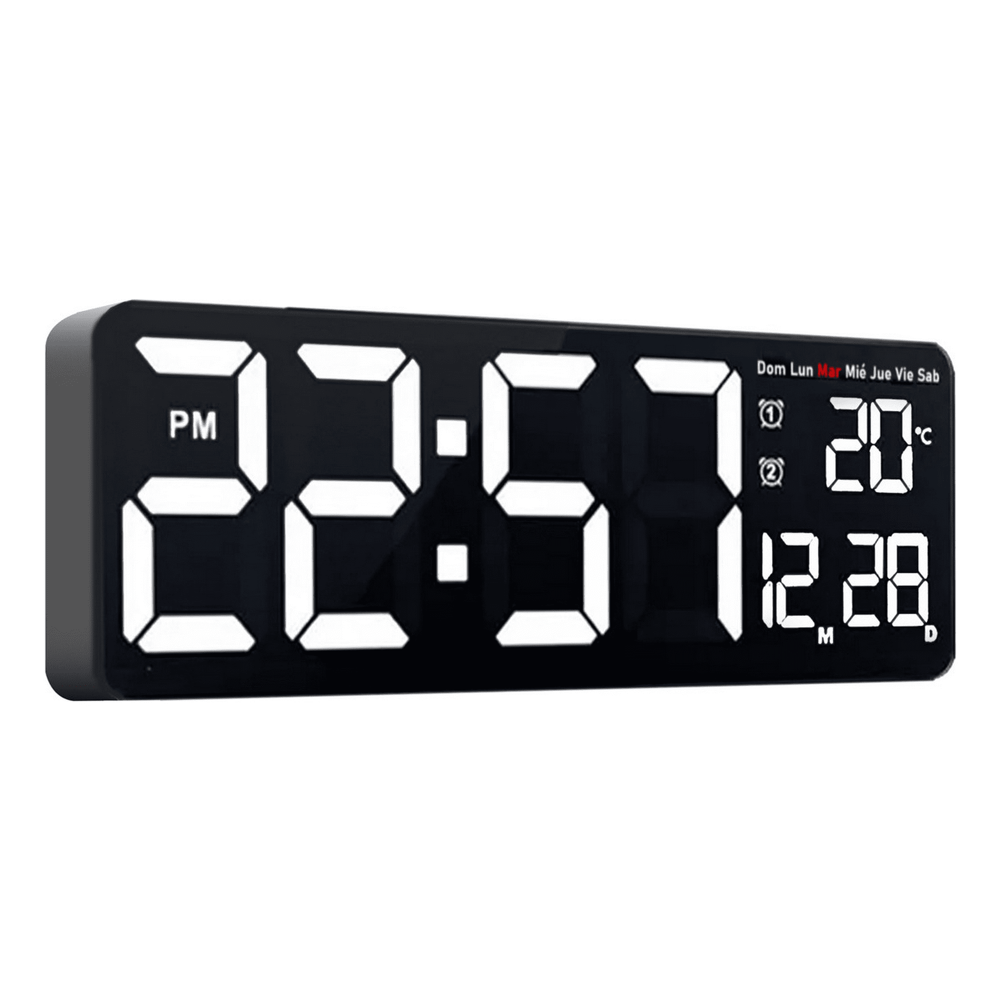 Homebrandt - Reloj Pared Digital 40x13cm Grande Dia Fecha Hora Temp Led B