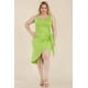 thumbnail image 4 of Saronite Vestido Midi Básico Cruzado sin Mangas con Lazo Frontal, Color Lima (Talla Grande para Mujer), 4 of 5