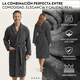 thumbnail image 4 of Bata De Baño Algodon Absorbente Suave Unisex Seca Rapido Gris, 4 of 10