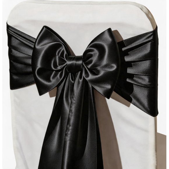 Cintas para sillas ZSJFMF 50 unidades 275 cm negro satinado