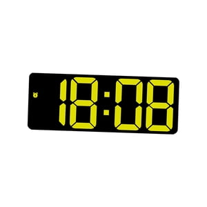 Magideal - Reloj De Pared Digital Con Control De Voz Regulable, Calendario De Escritorio, Despertador Led Con Función De Repetición Y Fecha Y Temperatura Para Sa Amarillo