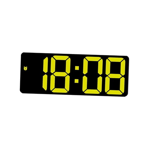Magideal - Reloj De Pared Digital Con Control De Voz Regulable, Calendario De Escritorio, Despertador Led Con Función De Repetición Y Fecha Y Temperatura Para Sa Amarillo