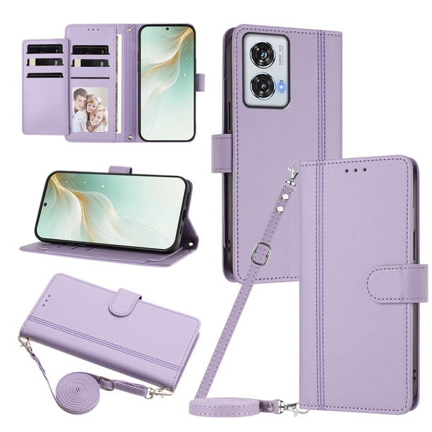 Funda Tipo Libro para Motorola Moto G85 5G, Tapa con Imán, Morado Claro