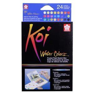 Sakura - Set De Acuarelas Koi 24 Pastillas Con Pincel De Agua
