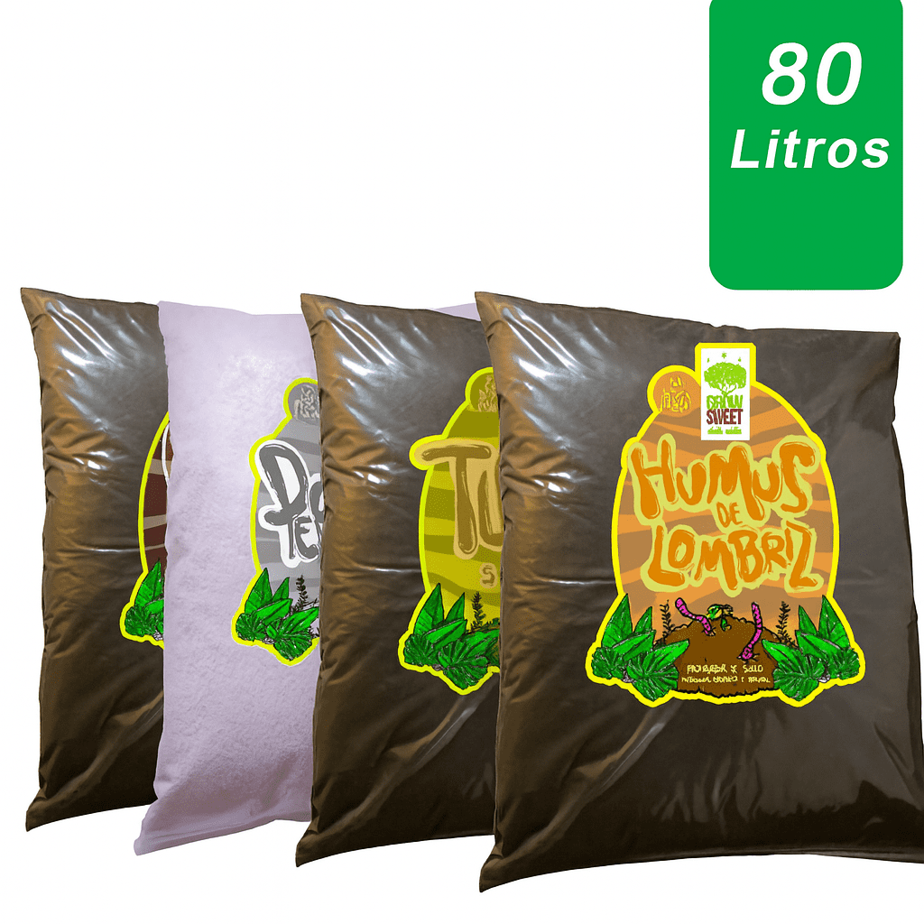 Grow Sweet - Pack Sustrato Premium 80 Litros Completo: Humus 20l, Perlita Gruesa 20l, Turba Rubia 20l Y Fibra De Coco