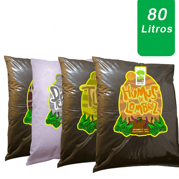 Pack Sustrato Premium 80 Litros Completo: Humus 20L, Perlita Gruesa 20L, Turba Rubia 20L y Fibra de Coco