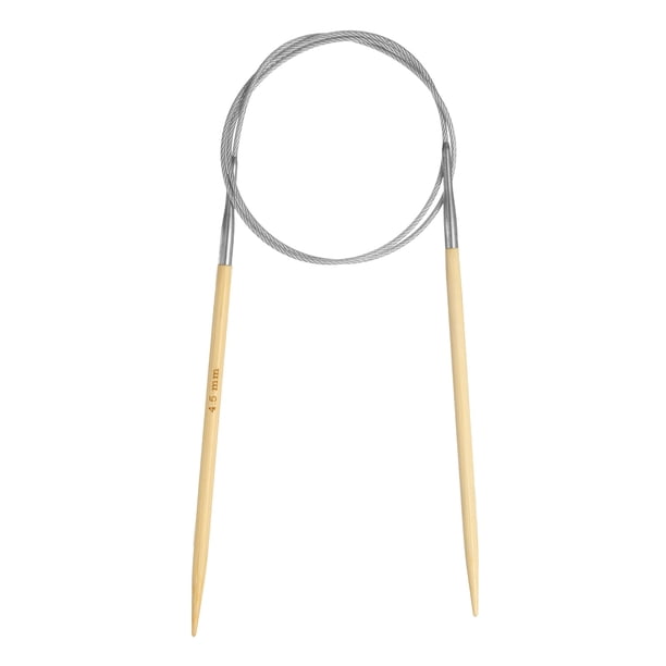 Uxcell Tamaño US 7 (4.5mm) Aguja Circular de Cable de Acero de Bambú de 32 pulgadas Aguja de Madera Redonda para Proyectos Hechos a Mano