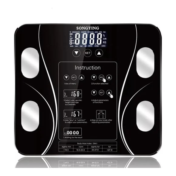 Balanza Pesa Digital De Baño Inteligente Monitoreo Masa Corporal FIGOIMPORT