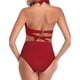 thumbnail image 3 of Traje de baño de dos piezas de color sólido para mujer, bikini sexy con cordones y cintura alta, traje de baño de primavera y verano, 3 of 5