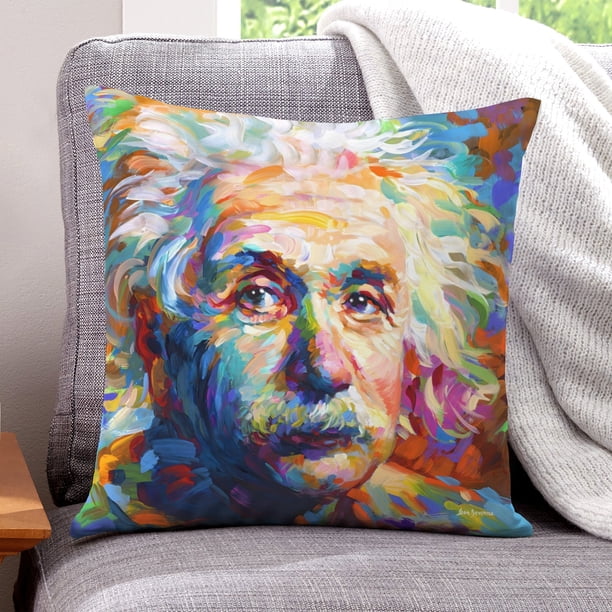 Einstein Fundas de almohada de terciopelo con tema, regalos de funda de almohada, decoración para el hogar, cojín de lanzar, regalo de cumpleaños para fans y parejas. 45cm x 45cm.