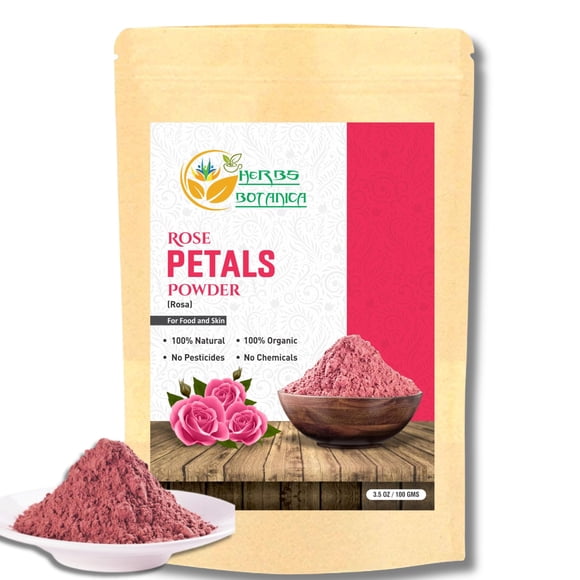 Polvo de pétalos de rosa Herbs Botanica, 100 g, para mascarilla